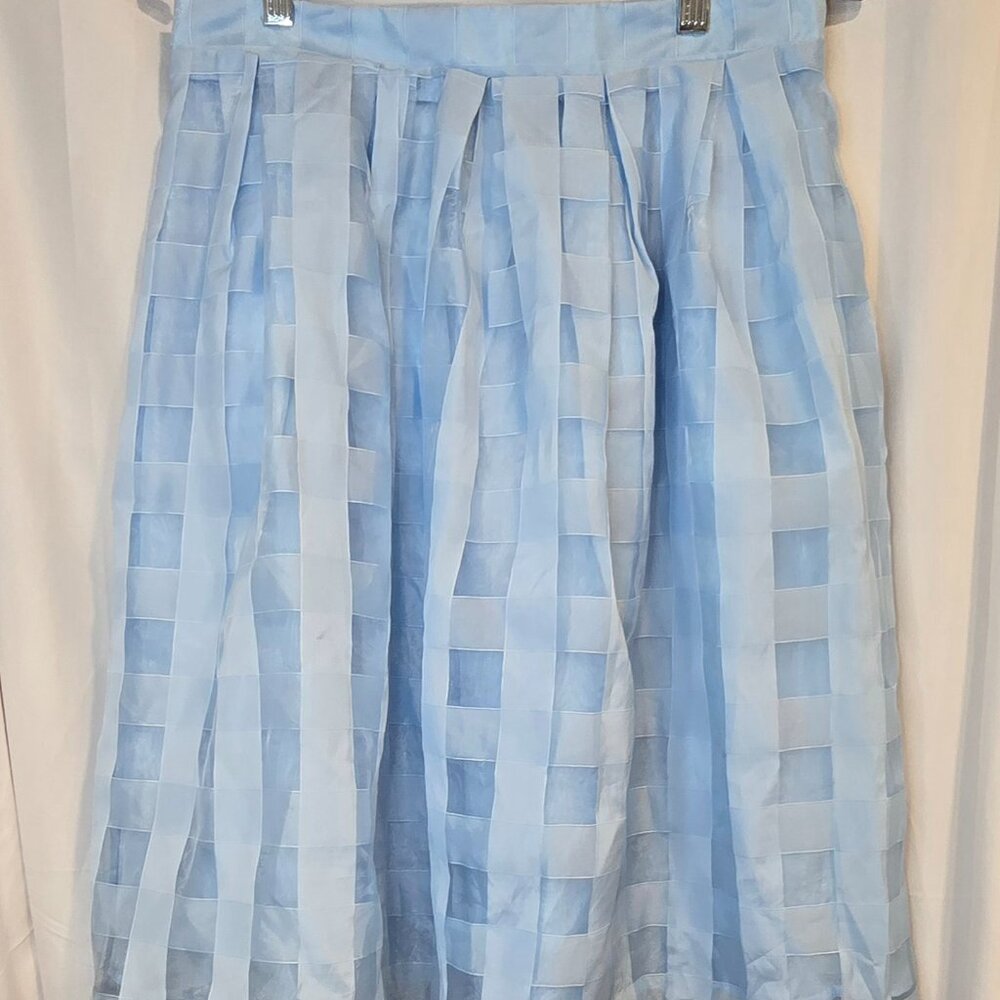 One Story Blue Ganghm Skirt, Size Large, Full Skirt